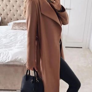 3530308 Camel Suede Look Trenchcoat